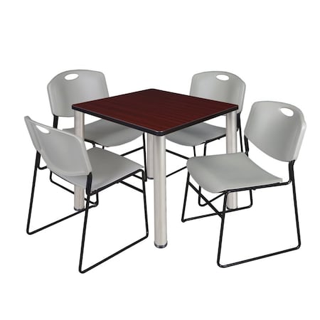 Kee Kee Square Table & Chair Set, Wood, Metal, Polypropylene Top TB3030MHBPCM44GY